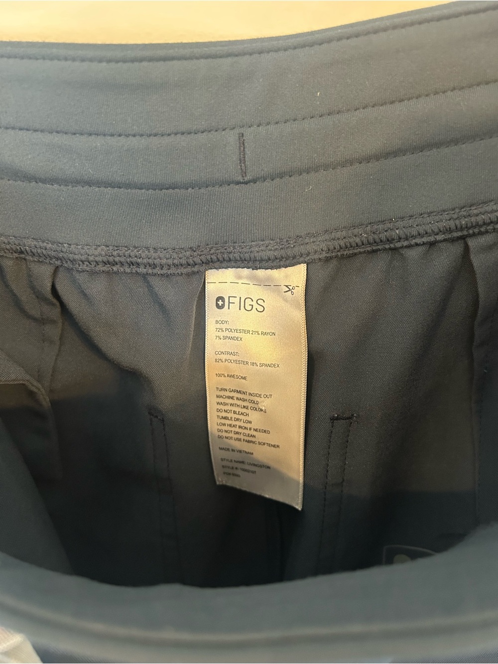 Figs Navy Scrubs Technical Collection M/T Jogger Pants with Contrast Drawstring - Picture 5 of 5